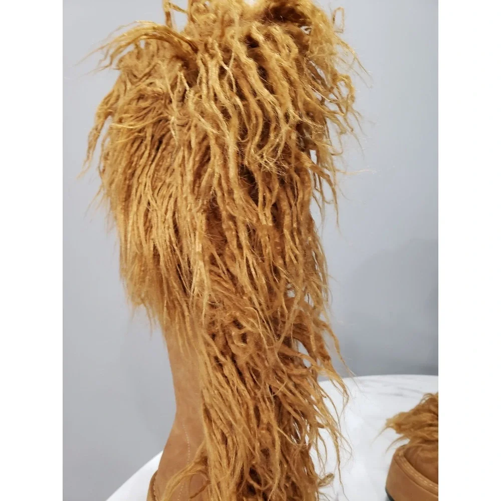 NEW SIZE 6 Dollskill Current Mood Kooky Monster Platform Boots Faux Fur Festival